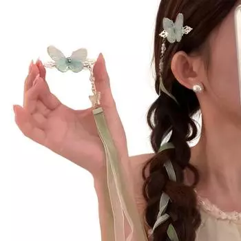 2 шт. Заколки для волос в неокитайском стиле, сказочная бабочка, лента, шпилька для волос для женщин, девочек, элегантные изысканные аксессуары для волос для ханьфу
