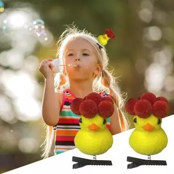 2 шт. заколки для волос в виде утенка, эластичные весенние мультяшные плюшевые животные, противоскользящие, легкие, мягкие, детский инструмент для укладки волос, боковой зажим, детские зажимы для челки A