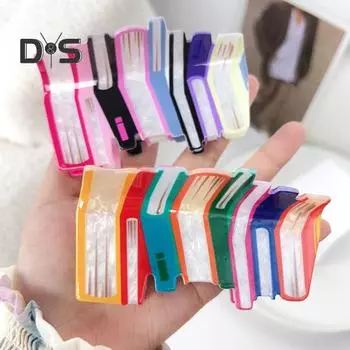 2 шт. заколки для волос в виде книги, женские забавные аксессуары для волос в виде книги, заколка-краб для волос в подарок любителям книг розовый