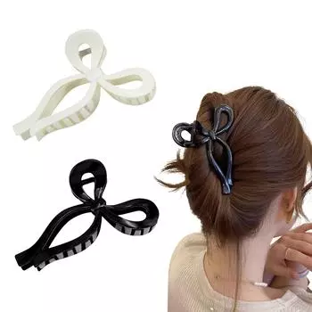 2 шт. Заколки-крабы с бантами 2 цвета Банты для волос для девочек Ленточные заколки-крабы Тренд Заколки-крабы для густых волос Розовые Кокетливые Заколки-банты