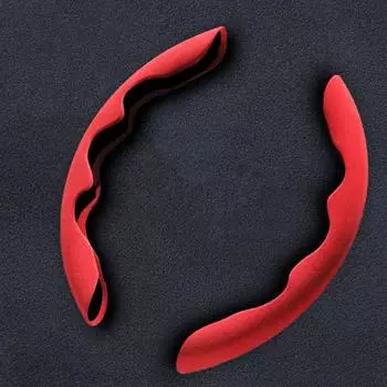 2 шт. замшевый чехол на руль автомобиля, нескользящий дышащий чехол, картонный рукав, подходит для всех автомобилей, автозапчасти красный