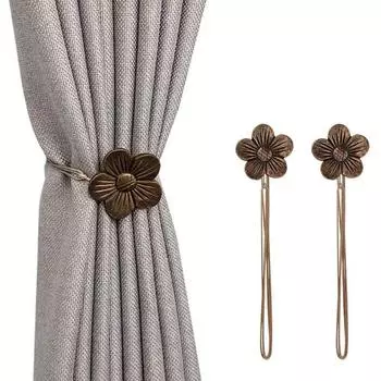 2 шт., занавеска из смолы, магнитная пряжка, нежная резная форма цветка, ремешок для штор, креативный универсальный чёрный