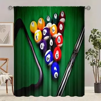 2 шт. - занавеска с принтом «бильярд» - материал полиэстер - подходит для спален, гостиных и кабинетов в качестве занавесок для уединения 30inchx65inchx2Pcs