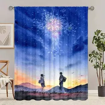 2 шт. - занавеска с принтом - материал полиэстер - подходит для спальни, гостиной, кабинета, частной занавески 30inchx65inchx2Pcs