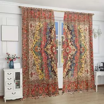 2 шт., занавеска с рисунком в виде китайской горной краски, крепление на кармашке, полиэстеровый материал для гостиной, спальни, кухни, бесплатная доставка W65X60H(cm)X2Pcs&Hook