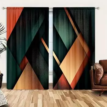 2 шт. занавески с геометрическим узором для домашнего декора - карниз для окон с карнизом для спальни, офиса, кухни, гостиной 52.5cmX116cm X 2pcs