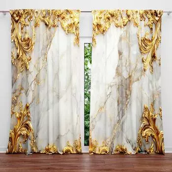 2 шт. занавески с инкрустацией из золота и мрамора для домашнего декора - оконные карнизы с карнизом для спальни, офиса, кухни, гостиной, 52.5cmX116cm X 2pcs