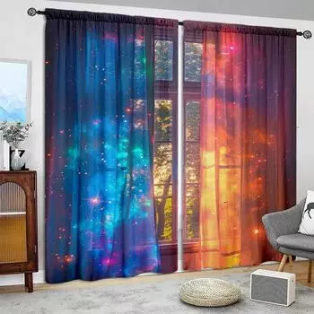 2 шт. занавески с принтом «Сон света и тени» для домашнего декора — оконные карнизы с карнизом для спальни, офиса, кухни, гостиной 52.5cmX116cmX2pcs