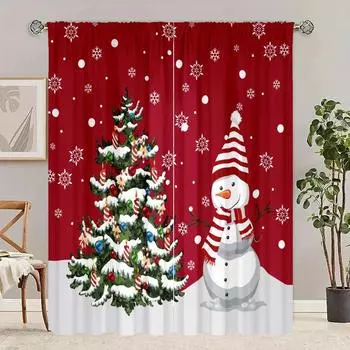 2 шт. занавески с принтом в виде рождественской елки - материал из полиэстера - подходит для спальни, гостиной, кабинета, приватной шторы 30inchx65inchx2Pcs