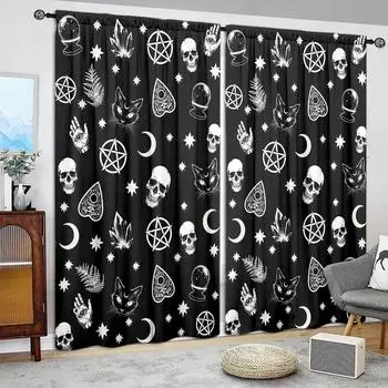 2 шт. занавески с принтом ведьмы на Хэллоуин для спальни, гостиной, детской комнаты, столовой и кабинета 52.5cmX116cm X 2pcs