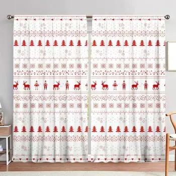 2 шт. занавески с рисунком рождественского оленя в лесу для домашнего декора - оконные карманы для спальни, офиса, кухни 52.5cmX116cm X 2pcs