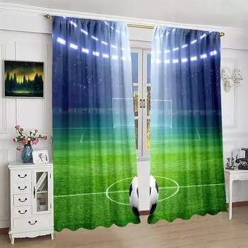 2 шт. занавесок с принтом «Футбольный стадион» - материал полиэстер - подходит для спальни, гостиной, кабинета, частной комнаты 30inchx65inchx2Pcs