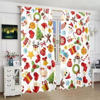 2 шт. занавесок с принтом рождественского печенья в виде лося - материал полиэстер - подходит для спальни, гостиной, кабинета, анти 30inchx65inchx2Pcs