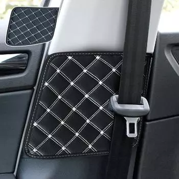 2 шт. Защитная накладка на ремень безопасности автомобильного сиденья, противоударный коврик для автомобиля, накладки для Skoda Kodiaq 2017 2018 2019 2020 2021 2022 PU чёрный