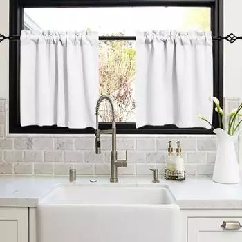 Yousheng 2 шт. затемняющий ламбрекен утолщенный высокий затемняющий однотонный цвет кухня/ванная мягкая шелковистая стильная декорация окна синий