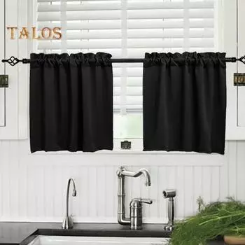 2 шт., затемняющие балдахины, утолщенные, с высокой степенью затенения, однотонные, для кухни/ванной комнаты, мягкие, шелковистые, стильные украшения для окон синий