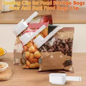 2 шт. зажим для пакета с носиком для заливки, зажимы для пищевых пакетов для герметизации, удобные носики для заливки, многоразовые зажимы для запечатывания пластиковых крышек для хранения закусок S 2pcs