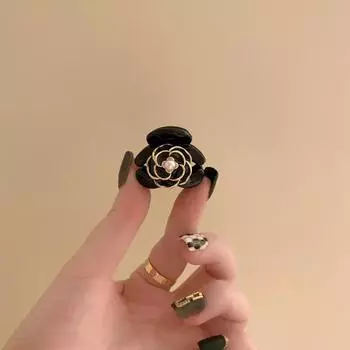 2 шт. Зажим для волос в виде цветка черной розы, элегантный темперамент, заколка для волос с камелией, принцесса, боковой зажим, женский, для девочек, заколка для челки, заколка для волос