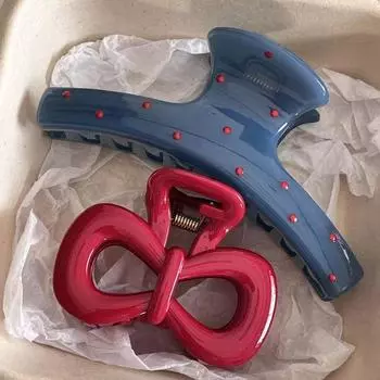 2 шт. Зажим-краб для волос во французском стиле, винтажная заколка с красным бантом в горошек, аксессуар для волос для женщин