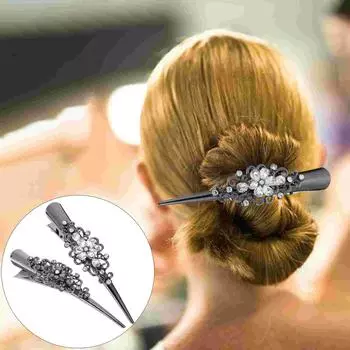 2 шт. Зажим-рог Аксессуар для волос Аксессуар Женский Заколка Лупы Головной убор Стразы Заколка Пинцет