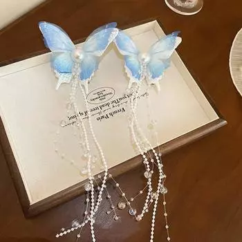 2 шт. Зажим-уточка с рисовыми бусинами, заколки с искусственным жемчугом, модные заколки для волос для женщин и девушек синий