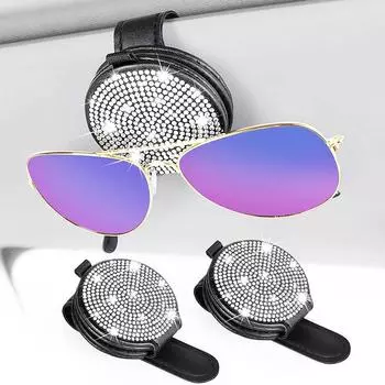 2 шт., зажимы для автомобильных очков, черные/белые блестящие держатели для солнцезащитных очков