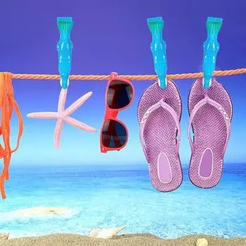 2 шт. Зажимы для одежды Большое зажимное усилие Многоразовые большие челюсти Мультяшная форма Маленькая фиксация зубов Полотенце Утолщенные домашние зажимы для проветривания носков Пляжный аксессуар