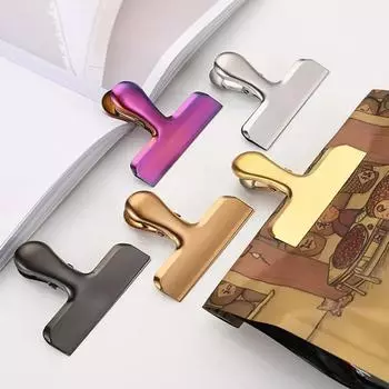 2 шт. зажимы для пакетов из нержавеющей стали, большой металлический герметичный зажим, прочный зажим для бумажных пакетов, кофе, еды, хлеба, мешки для хранения на кухне