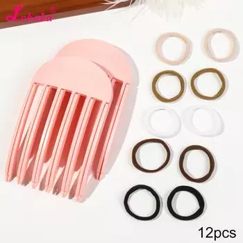 2 шт. Зажимы-крабы для объема волос и 10 шт. Резинки для волос Аксессуары для укладки для всех типов волос, Зажимы для подъема корней волос без следов Женщины