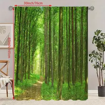 2 шт. - Зеленые джунгли - HD-печатная штора - материал полиэстер - подходит для спальни, гостиной, кабинета (настраиваемый) 23Wx59L(60x150CM)x2