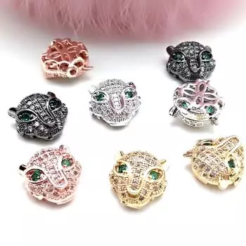 2 шт., зеленые глаза, голова леопарда, металлические модные аксессуары для ювелирных изделий, очаровательное украшение «сделай сам» 10*10mm 2pcs золотой