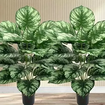 2 шт. зеленых растений Pothos, искусственная имитация зелени, весенние и летние сезонные украшения - внутренние/наружные украшения - без контейнера 2pcs