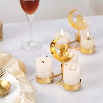 2 шт. Железный подсвечник для Рамадана, антикварный подсвечник ручной работы из металла, золотой подсвечник, изысканные настольные украшения для свечей в гостиную
