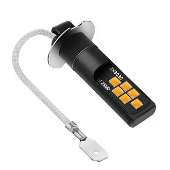 2 шт. Желтая светодиодная лампа H3 3030 SMD для противотуманных фар автомобиля, высокая яркость, DRL, фара дальнего света DC/AC12V