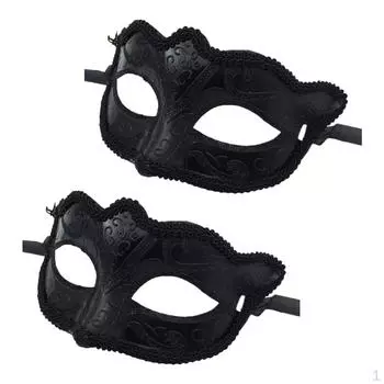 2 шт. Женская мужская маскарадная маска Венецианская вечеринка для глаз Черный