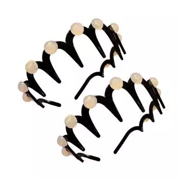 2 шт. Женская повязка на голову с декором из искусственного жемчуга, нескользящие зубчики, обруч для волос, легкий эластичный аксессуар для волос, для повседневной носки