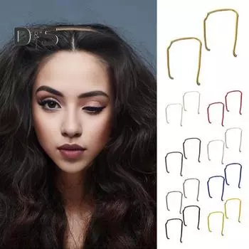 2 шт., женская повязка на голову с квадратным высоким черепом, фиксирующая вьющиеся волосы, повязка на голову сзади, невидимый дизайн, повязка на голову для вьющихся волос, пластиковый аксессуар для волос бежевый