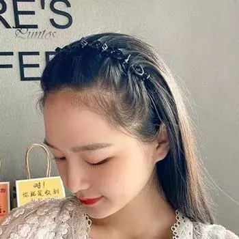 2 шт. Женская повязка на голову с зажимами, двухслойный дизайн, противоскользящая повязка для волос, плетеные обручи для волос, аксессуары для волос 2pcs чёрный