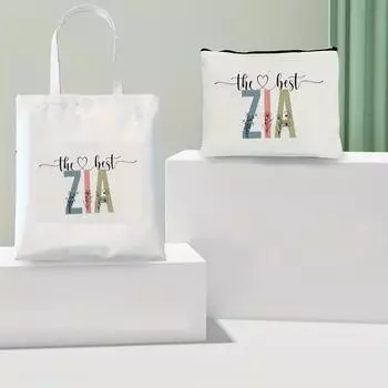 2 шт., женская сумка через плечо с буквенным узором, косметичка из холста, многоразовые сумки для покупок, женский кошелек для крыльца