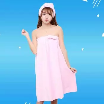 2 шт., женская впитывающая юбка для душа, халат, шапочка для волос, банное полотенце, халат синий