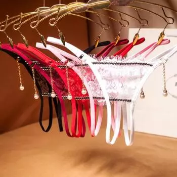 2 шт. женские эротические кружевные подвески с низкой талией из искусственного жемчуга декор открытые стринги стринги
