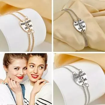 2 шт. женские браслеты-цепочки с разбитым сердцем для партнеров, лучших друзей и сестер, подарок золотистый