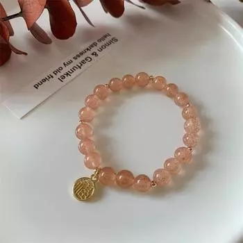 2 шт. женские браслеты с гладкими бусинами эластичный легкий кулон на удачу женский легкий браслет на запястье повседневные украшения абрикосовый