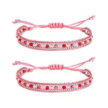 2 шт. Женские браслеты в стиле бохо с кристаллами для девочек, вечерние, дорожные, регулируемые, плетеные, с украшением, подарок на день рождения
