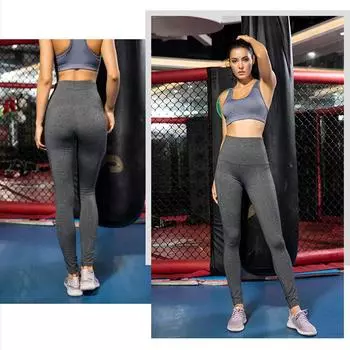 2 шт. женские брюки для йоги с карманами, быстросохнущие леггинсы с высокой талией для тренировок, брюки для бега L серый/чёрный