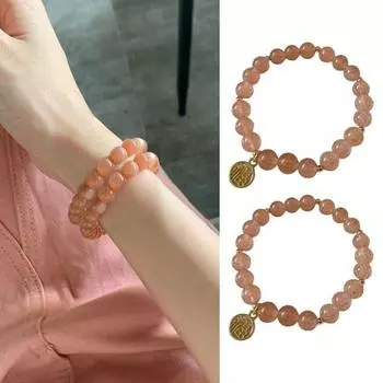 2 шт. женские бусины эластичный легкий кулон на удачу женский легкий браслет на запястье на каждый день абрикосовый