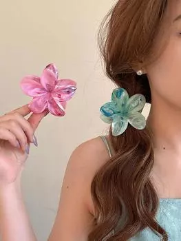 2 шт. женские градиентные цветные цветочные узоры большие размеры легкие заколки для волос коготь, модные и универсальные элегантные аксессуары для волос 2pc-color a