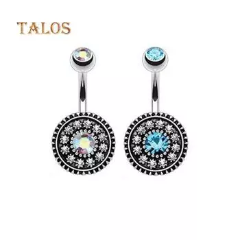 2 шт., женские хирургические стальные круглые кольца для пупка, пирсинг, ювелирные аксессуары