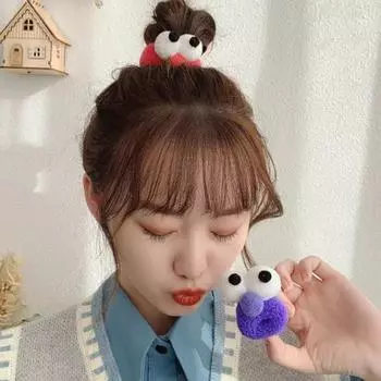 2 шт., женские милые веревки для волос, мультяшный декор с большими глазами, толстые, высокоэластичные, противоскользящие, противоломкие, карамельного цвета, держатель для хвоста, повязка для волос, кольца для волос