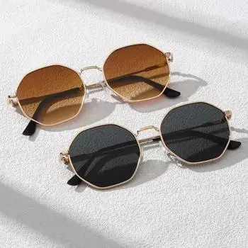 2 шт. женские очки в металлической оправе в повседневном стиле, модные, подходят для активного отдыха, отпуска, повседневной жизни one size селективный желтый/серый